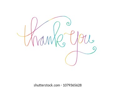 Thank you hand lettering. Greeting card.