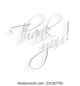 Thank You Hand lettering Greeting Card. Typographical Vector Background silver/grey. Handmade calligraphy. Eps 10