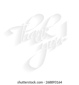 Thank You Hand lettering Greeting Card. Typographical Vector Background white. Handmade calligraphy. 