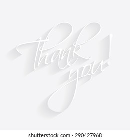 Thank You Hand lettering Greeting Card. Typographical Vector Background silver/grey. Handmade calligraphy. 