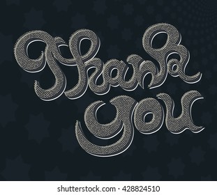 Thank You Hand lettering Greeting Card. Typographical Vector Background. Handmade calligraphy.