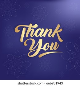 Thank You Hand lettering Greeting Card vector illustration. Typographical decorative text with colorful Background. Handmade calligraphy.