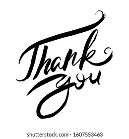 Thank You. Hand lettering grunge card with textured handcrafted doodle letters in retro style. Hand-drawn vintage vector typography illustration