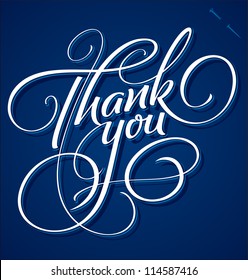 THANK YOU hand lettering - handmade calligraphy, vector (eps8)