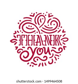 THANK YOU hand lettering - handmade calligraphy, vector 