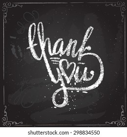 'thank you' hand lettering - handmade calligraphy; vector illustration 