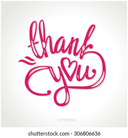 thank you hand lettering - handmade calligraphy vector illustration.