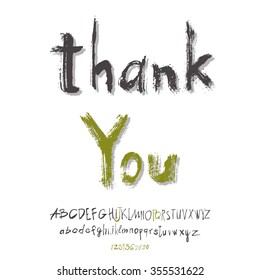 Thank you hand lettering, handmade calligraphy, vector 