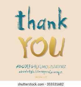 Thank you hand lettering, handmade calligraphy, vector 