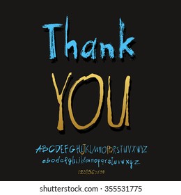 Thank you hand lettering, handmade calligraphy, vector 