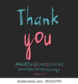 Thank you hand lettering, handmade calligraphy, vector 