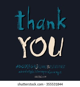 Thank you hand lettering, handmade calligraphy, vector 