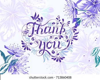 THANK YOU hand lettering - handmade calligraphy.Phrase Thank you for invitation and greeting card, prints and posters.Hipster t-shirt, tattoo,lettering line art doodle design.