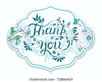 THANK YOU hand lettering - handmade calligraphy.Phrase Thank you for invitation and greeting card, prints and posters.Hipster t-shirt, tattoo,lettering line art doodle design.