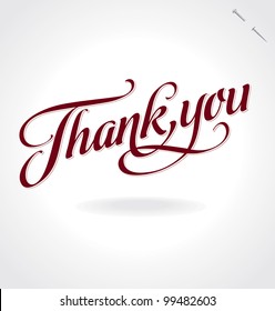 'thank you' hand lettering - handmade calligraphy; vector illustration (eps8);