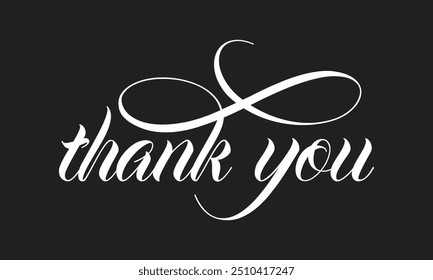 Thank You. Hand lettering Thank You for holiday, banner, poster. Greeting card calligraphy thank you, postcard for holiday Vector Illustration with black background. 