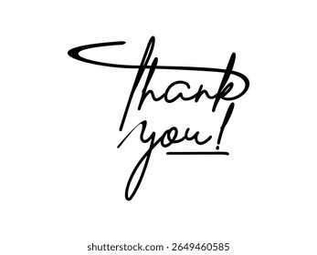 Thank You. Hand lettering Thank You for holiday, Thanksgiving Day, vector illustration isolated on transparent background