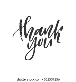 Thank you hand lettering. Ink dry brush. Vector illustration