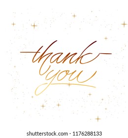 Thank you - hand lettering inscription to holiday design, black and white ink calligraphy