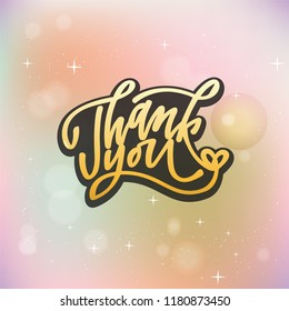 Thank you - hand lettering inscription to holiday design, black and white ink calligraphy