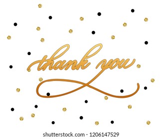 Thank you - hand lettering inscription to holiday design, black and white ink calligraphy