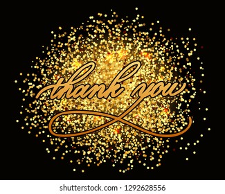 Thank you - hand lettering inscription to holiday design, black and white ink calligraphy