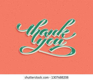 Thank you - hand lettering inscription to holiday design, black and white ink calligraphy