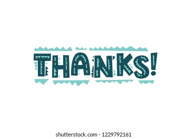 Thank you hand lettering isolated on white background. Vector illustration. For card, poster, banner