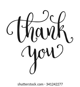 Thank you hand lettering isolated on white background. Vector illustration