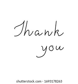 Thank you hand lettering on white background.