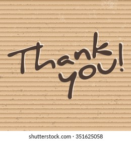 Thank you hand lettering on cardboard background for your design