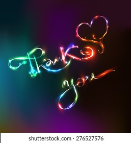 Thank you hand lettering with rainbow's colors - handmade calligraphy in pyrotechnics style,
