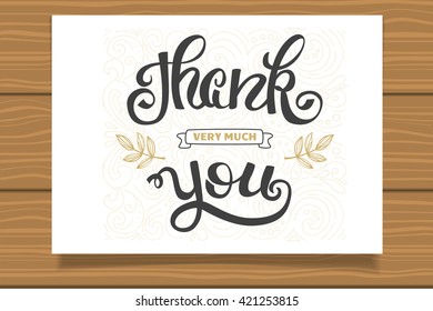 Thank you. Hand lettering sign for a card. Template thanksgiving cards, calligraphy.
