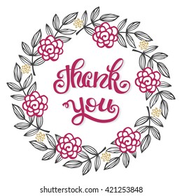 Thank you. Hand lettering sign for a card. Template thanksgiving cards, calligraphy.