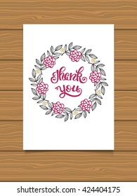 Thank you. Hand lettering sign for a card. Template thanksgiving cards, calligraphy