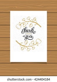 Thank you. Hand lettering sign for a card. Template thanksgiving cards, calligraphy