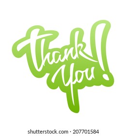 Thank You Hand lettering Sticker. Typographical Vector Background. Handmade calligraphy