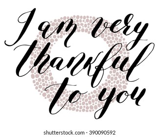 "Thank you" hand lettering. Template for design. Vector illustration