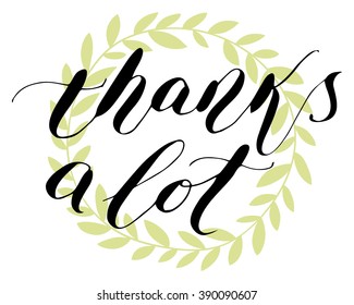 "Thank you" hand lettering. Template for design. Vector illustration