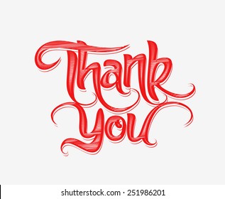 Thank You Hand lettering typographical vector background.