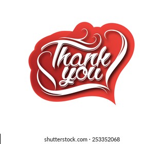 Thank You Hand lettering typographical vector background.