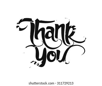 Thank You Hand lettering typographical vector background.