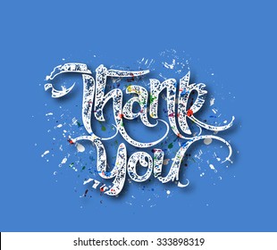 Thank You Hand lettering typographical vector background.