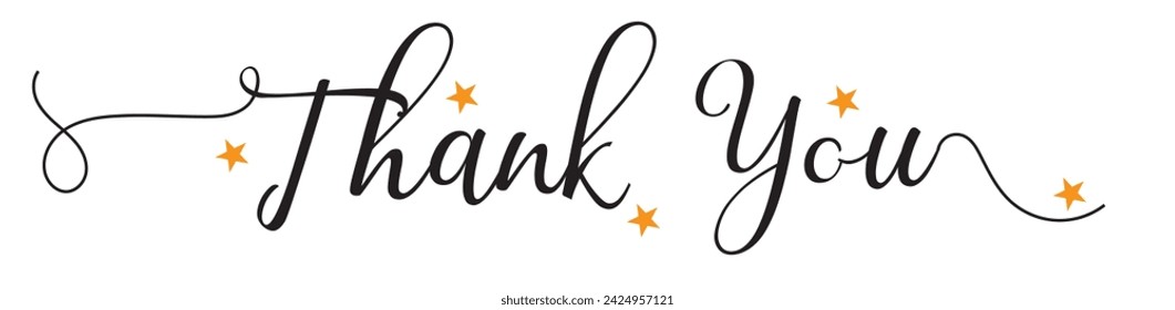 Thank You Hand Lettering. Typography Design Inspiration. Black colored. On a white background. Vector