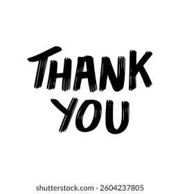 Thank You Hand Lettering. Typography Design Inspiration. Black colored. On a white background.