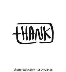 THANK YOU hand lettering, vector illustration. Hand drawn lettering card background. Modern handmade calligraphy. Hand drawn lettering element for your design. 