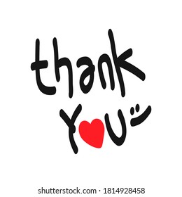 THANK YOU hand lettering, vector illustration. Hand drawn lettering card background. Modern handmade calligraphy. Hand drawn lettering element for your design. 