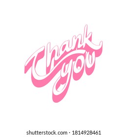 THANK YOU hand lettering, vector illustration. Hand drawn lettering card background. Modern handmade calligraphy. Hand drawn lettering element for your design. 
