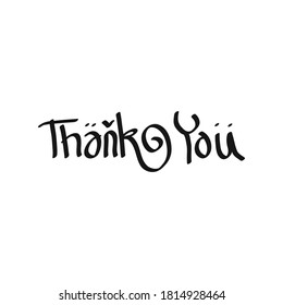 THANK YOU hand lettering, vector illustration. Hand drawn lettering card background. Modern handmade calligraphy. Hand drawn lettering element for your design. 