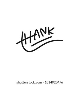 THANK YOU hand lettering, vector illustration. Hand drawn lettering card background. Modern handmade calligraphy. Hand drawn lettering element for your design. 